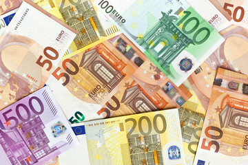 Banknotes of European Union as a background