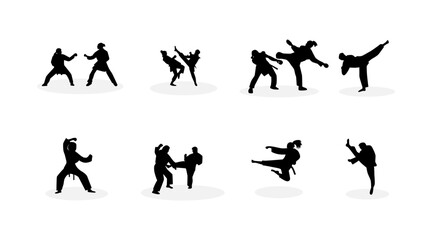 vector collection of karate silhouette illustrations © mdpz art