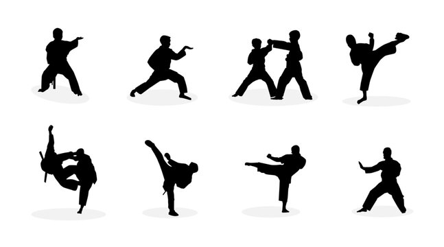 vector collection of karate silhouette illustrations