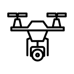 Drone line icon. Drone icon. Camera drone icon isolated on white background. Transparent background, minimalist symbol. Vector images