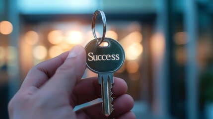 Old fashioned key with the inscription Success