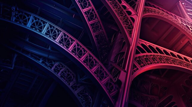 Eiffel Tower with intricate metal structure and modern lighting effects