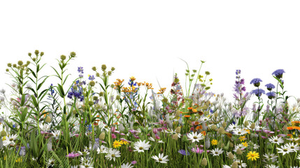 Foreground flower gardens and meadows 