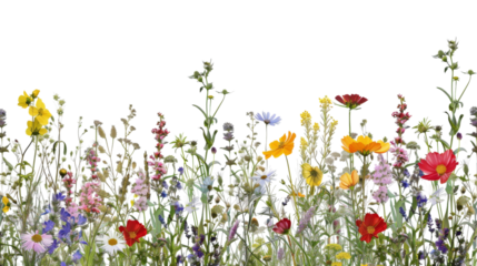 Foreground flower gardens and meadows 