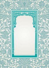 traditional wedding card design, paisley floral pattern , royal India	