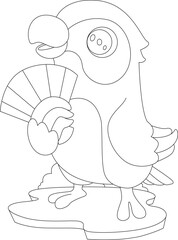 Parrot Hand fan Animal Vector Graphic Art Illustration