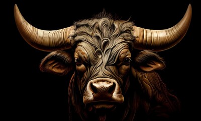 Naklejka premium Horned cow, Ai Generated