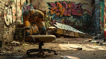 Office chair graffiti art for modern and contemporary interior design