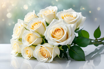 Obraz premium rose flowers blurred bokeh background created using generative AI tools 