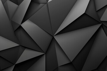Fototapeta premium Dark black and gray abstract texture background with triangular gradient shapes for website, business, and print design template. Metallic paper pattern illustration for banner panorama