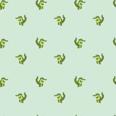 Cute crocodile animals seamless pattern background