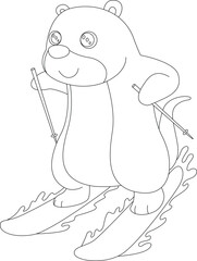 Otter Skier Ski Animal Vector Graphic Art Illustration