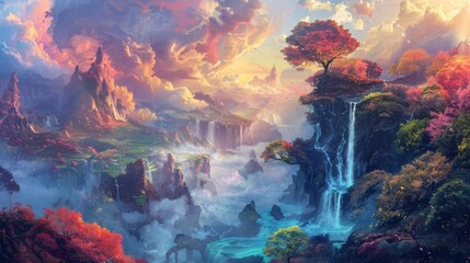 Capture the essence of a dreamy journey through a surreal landscape blending emotional complexity with vibrant colors in an oil painting style