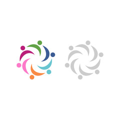 COLORFUL PEOPLE TOGETHER TEAMWORK CROWD UNION COMPANY EMPLOYERS TOGETHER SIGN SYMBOL LOGO