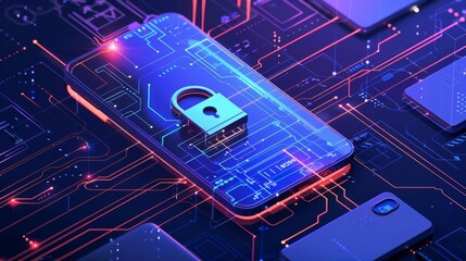robust mobile device security solutions safeguarding sensitive data concept illustration