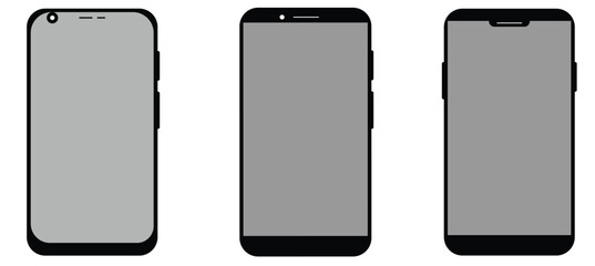 Smart phone icon mobile mockup. Front line cell phone on screen. Mobile phone symbol set. Vector  illustration. on white background.