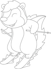Skunk Skier Ski Animal Vector Graphic Art Illustration