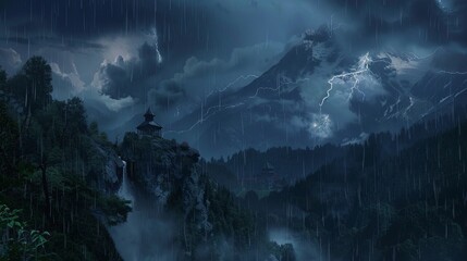 Thunderstorm Over the Mountains