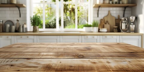 empty table to showcase your product on kitchen room background