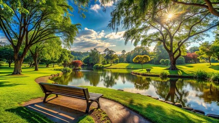 Serene and peaceful park landscape with no people in sight