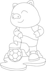 Pig Soccer player Soccer Animal Vector Graphic Art Illustration
