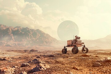 the rover exploring the martian landscape for research the mars