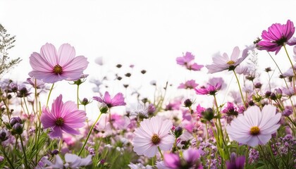 Fototapeta premium flower field border isolated on white background