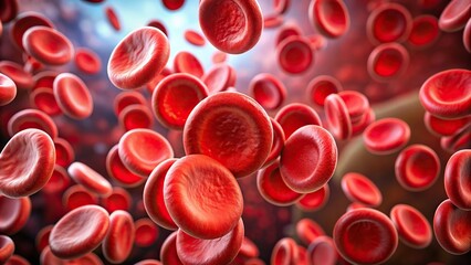 Abstract close-up of red blood cells on a blurred soft background