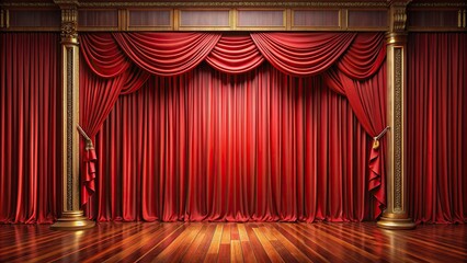Luxurious red curtain and stage backdrop