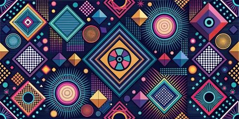 Modern digital design featuring stylish geometric patterns and retro elements