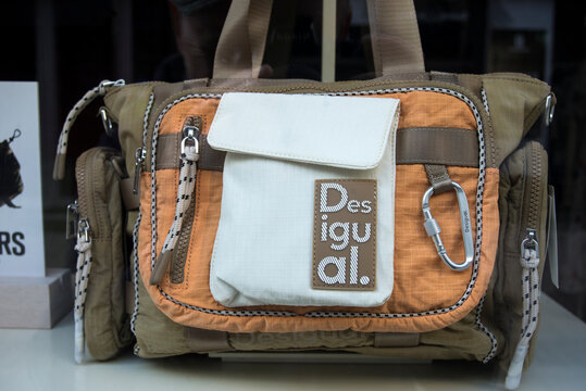 Strasbourg - France - 25 May 2024 - Closeup of  desigual hand bag  in a luxury fashion store showroom