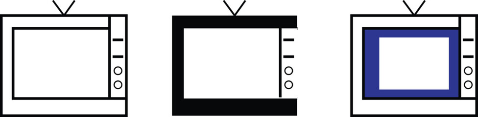 Retro TV icon in flat style, black and white retro TV icon, Vector illustration of Retro TV icon for you design eps 10.