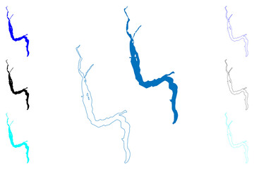 Lake Wakatipu (New Zealand, Oceania, South Island) map vector illustration, scribble sketch Whakatipu Waimaori map