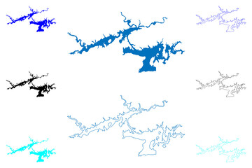 Lake Greers Ferry Reservoir (United States of America, North America, us, usa, Arkansas) map vector illustration, scribble sketch Greers Ferry Dam map
