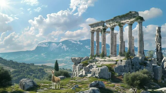 ruins of roman forum. Virtual 4K video animation background with looping time lapse with very smooth graphics.
