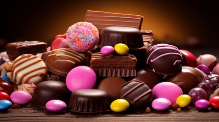 Free vector world chocolate day background with colorful candy