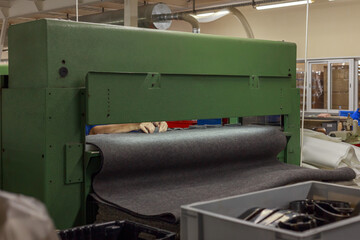 View of the shoe factory workshop.