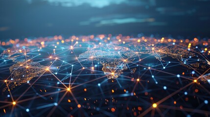 A realistic 8K image of a global distribution network with smart sensors and digital tracking