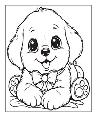 Cute puppy Black and white vector illustration for coloring book Ai generative