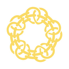Chain round frame Texture Chain silhouette yellow and white circle border isolated on background. Chain design element