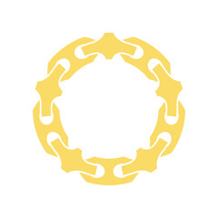 Chain round frame Texture Chain silhouette yellow and white circle border isolated on background. Chain design element