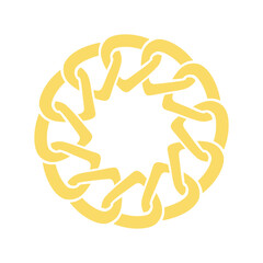 Chain round frame Texture Chain silhouette yellow and white circle border isolated on background. Chain design element