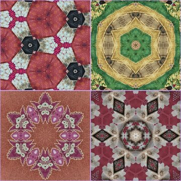 Set of vintage floral art for digital textile print. Bundle of digital design as floor tile and carpet prints. Ornamental design to make unique wall covering and wrapping paper for interior decoration