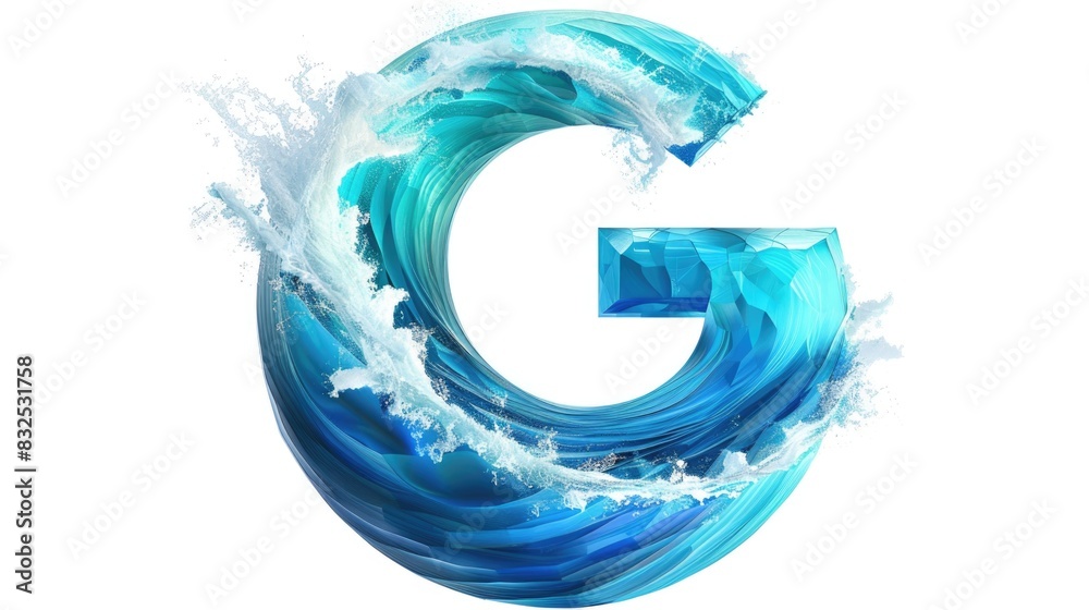 Poster abstract letter g made up of blue and white waves. suitable for graphic design projects or branding 