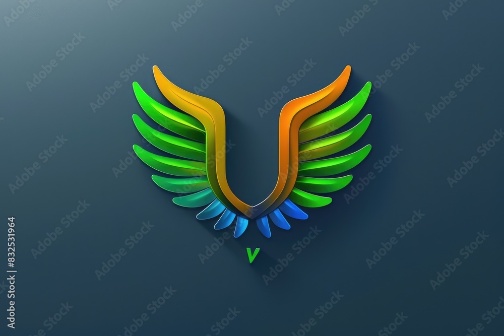 Poster A vibrant bird with colorful wings on a dark background. Suitable for various design projects