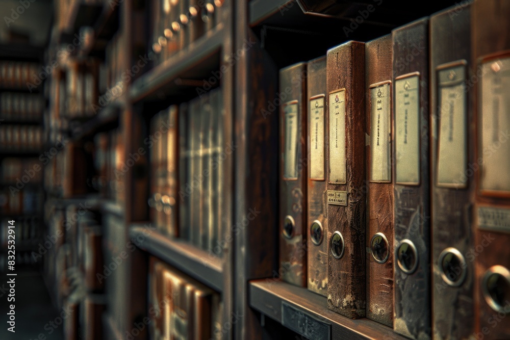 Poster row of books on a wooden shelf, suitable for educational or library concepts