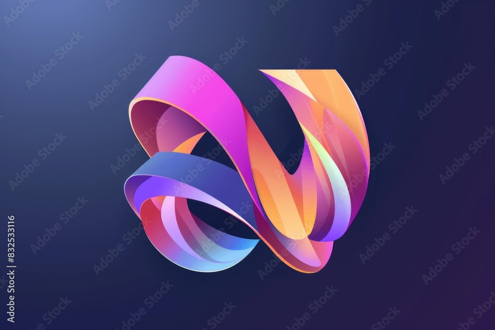 Poster A 3D rendering of a curved object. Perfect for digital design projects