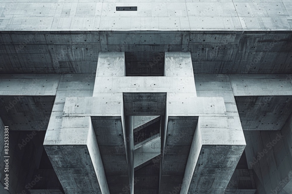 Poster a monochrome image of a building, suitable for architectural design projects