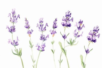 Naklejka premium Lavender sprigs with purple flowers isolated on white background