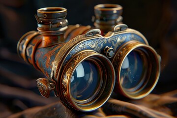 A detailed view of a pair of binoculars. Perfect for outdoor, adventure, or exploration concepts - Powered by Adobe